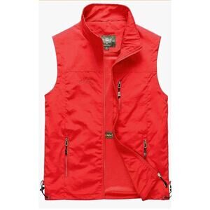 Duyang Outdoor Vest Size 2XL Red Zippered Front With Pockets